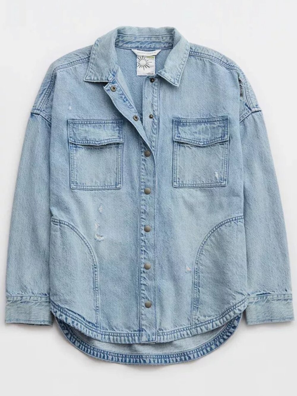 Offline by Aerie Oversized Distressed Denim Jacket Size L